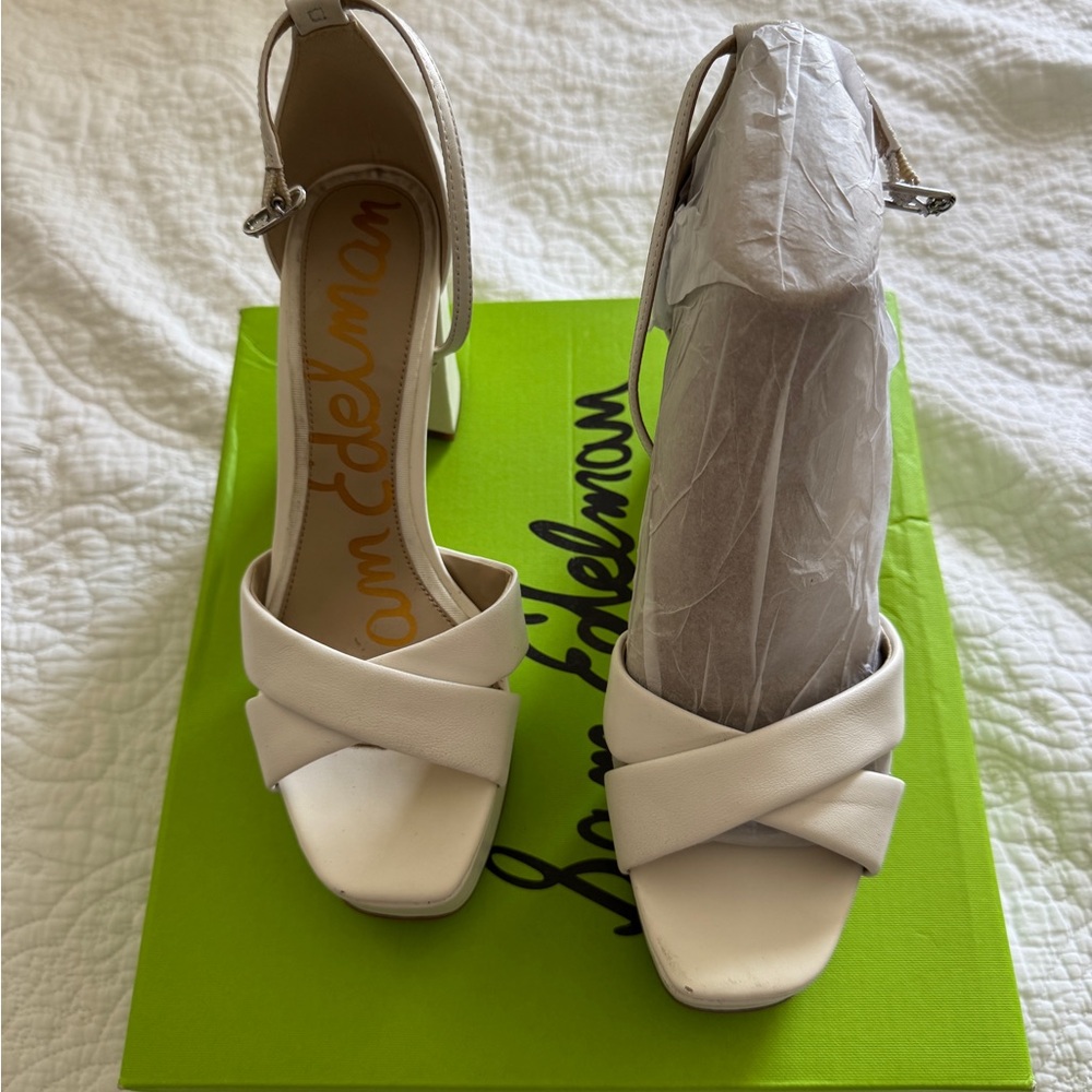 Sam Edelman Jullian White Leather platform heel
